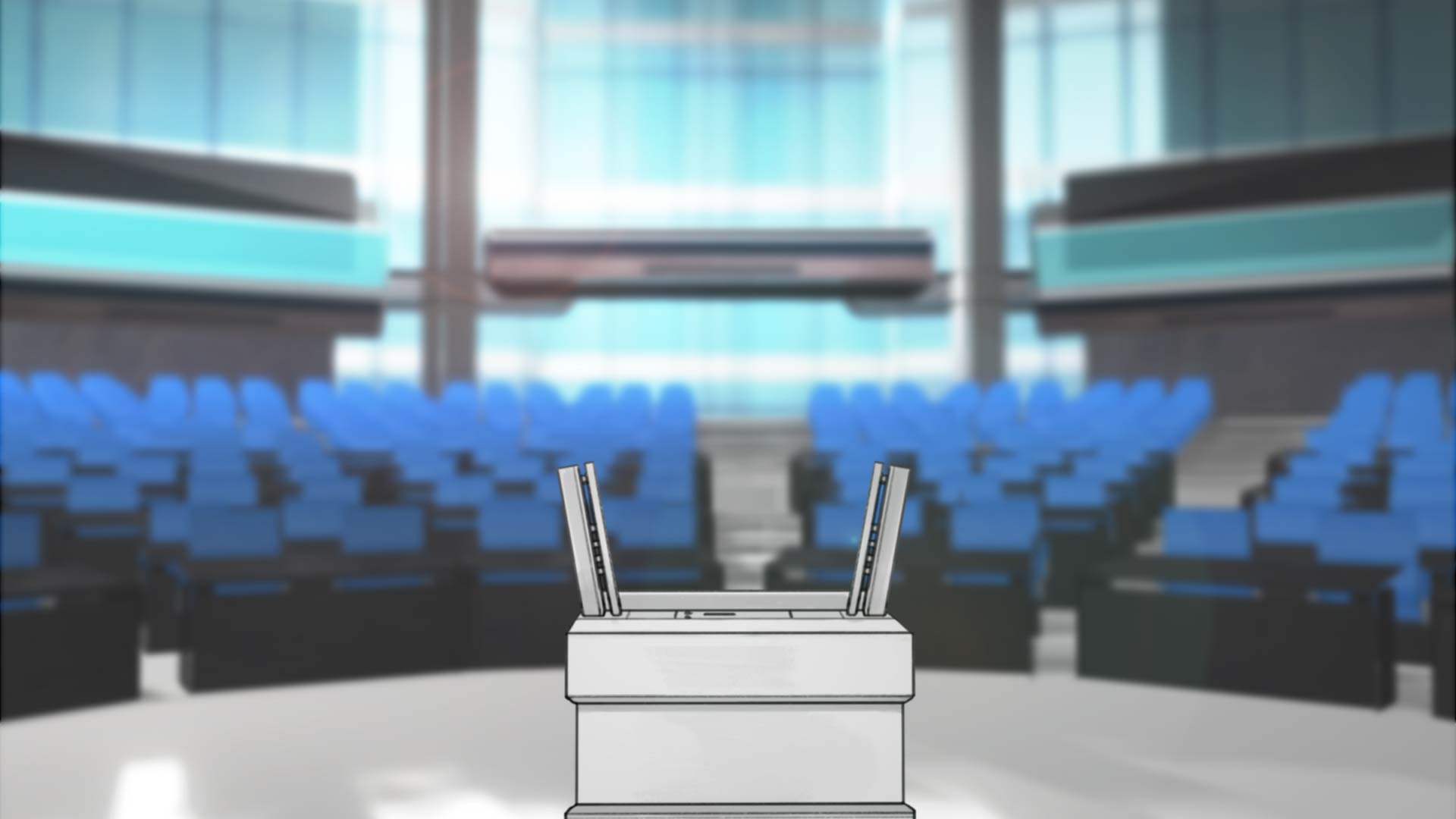 leeres Redner:innenpult im Plenarsaal