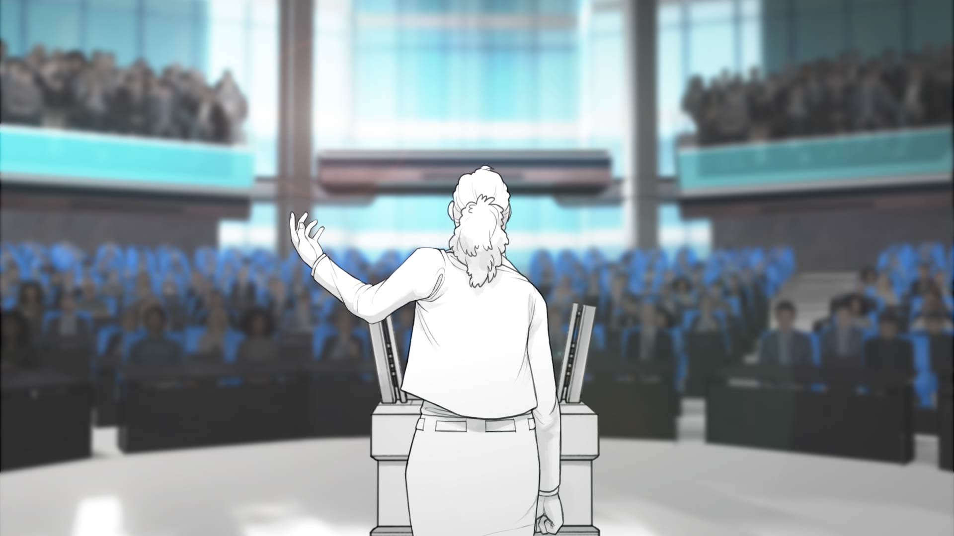 Frau steht am Redner:innenpult im Bundestag